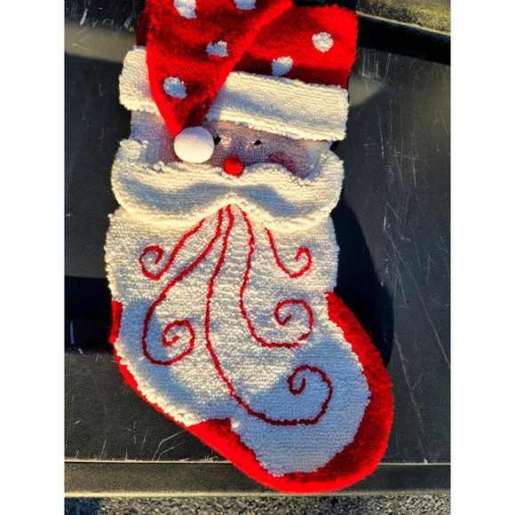 20" Santa Claus Face Christmas Stocking Loop Rug Boston International - Picture 3 of 3